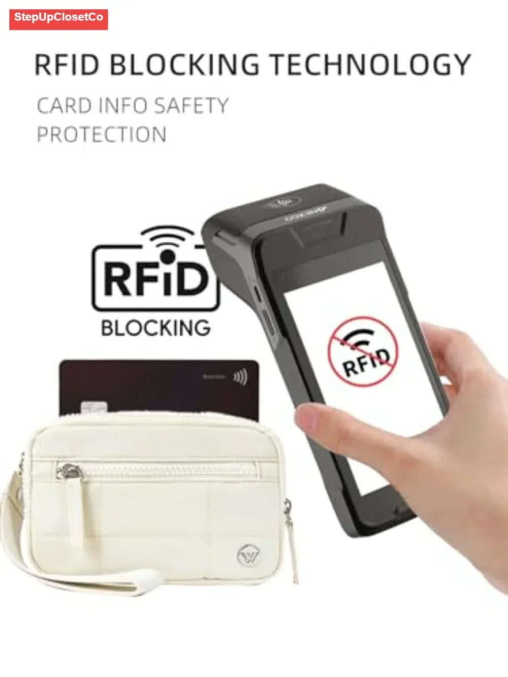 RFID Blocking Quilted Nylon Wristlet Wallet With Card Slots - Wristlet Handbag
